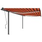 Tenda da Sole Retrattile Manuale LED 4,5x3 m Arancio Marrone Tenda da Sole Retrattile Manuale LED 4,5x3 m Arancio Marrone