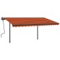 Tenda da Sole Retrattile Manuale LED 4,5x3 m Arancio Marrone Tenda da Sole Retrattile Manuale LED 4,5x3 m Arancio Marrone