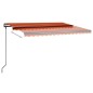 Tenda da Sole Retrattile Manuale LED 4,5x3 m Arancio Marrone Tenda da Sole Retrattile Manuale LED 4,5x3 m Arancio Marrone