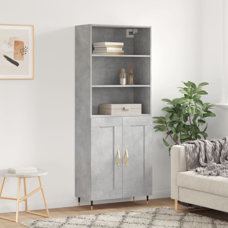 vidaXL Credenza Grigio Cemento 69,5x34x180 cm in Legno Multistrato vidaXL Credenza Grigio Cemento 69,5x34x180 cm in Legno Multistrato