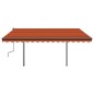 Tenda da Sole Retrattile Manuale LED 4,5x3 m Arancio Marrone Tenda da Sole Retrattile Manuale LED 4,5x3 m Arancio Marrone