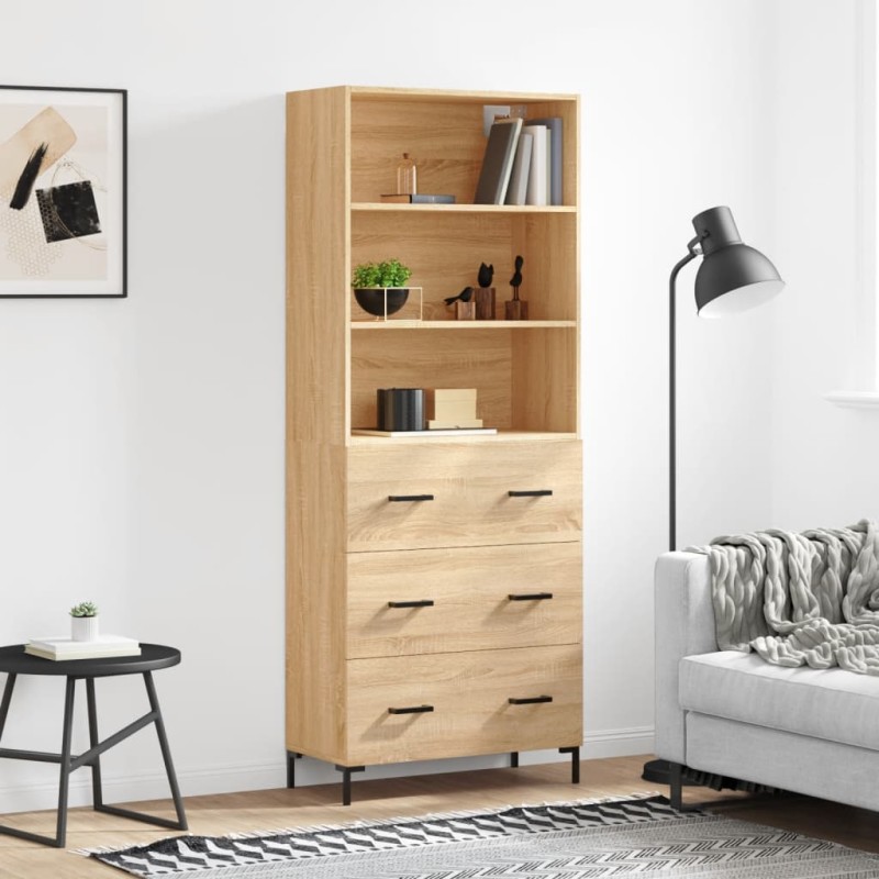 vidaXL Credenza Rovere Sonoma 69,5x34x180 cm in Legno Multistrato