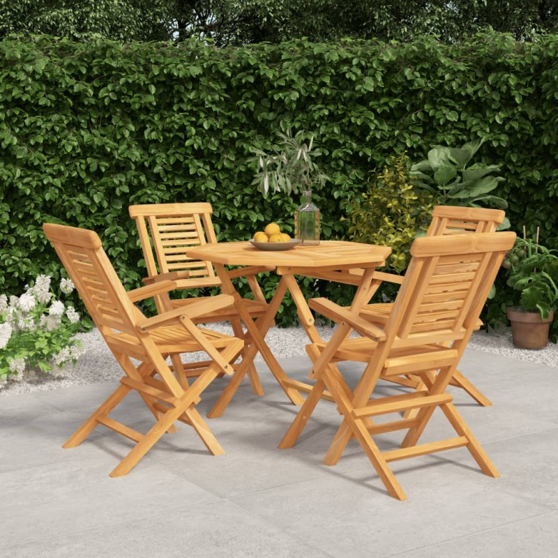 vidaXL Set da Pranzo per Giardino 5 pz in Legno Massello di Teak vidaXL Set da Pranzo per Giardino 5 pz in Legno Massello di Teak