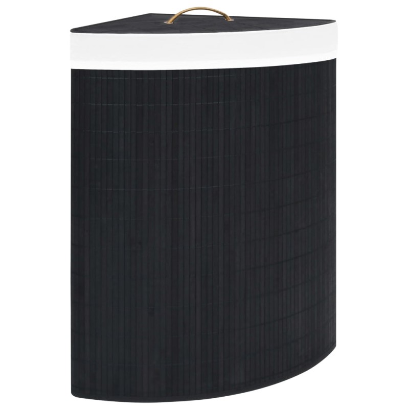 vidaXL Cesto Portabiancheria Angolare in Bambù Nero 60 L vidaXL Cesto Portabiancheria Angolare in Bambù Nero 60 L