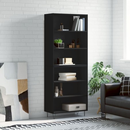 vidaXL Credenza Nera 69,5x32,5x180 cm Legno Multistrato