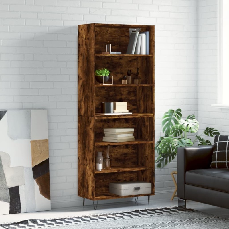 vidaXL Credenza Rovere Fumo 69,5x32,5x180 cm Legno Multistrato vidaXL Credenza Rovere Fumo 69,5x32,5x180 cm Legno Multistrato