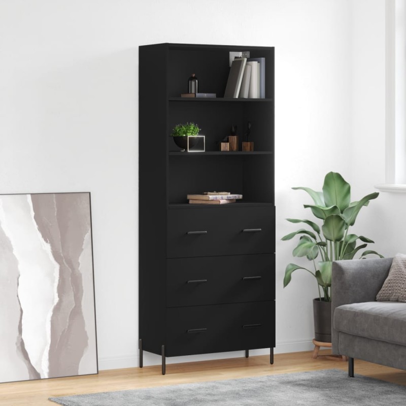 vidaXL Credenza Nera 69,5x34x180 cm in Legno Multistrato vidaXL Credenza Nera 69,5x34x180 cm in Legno Multistrato