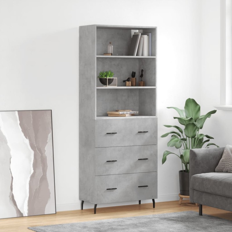 vidaXL Credenza Grigio Cemento 69,5x34x180 cm in Legno Multistrato vidaXL Credenza Grigio Cemento 69,5x34x180 cm in Legno Multistrato