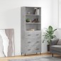 vidaXL Credenza Grigio Cemento 69,5x34x180 cm in Legno Multistrato vidaXL Credenza Grigio Cemento 69,5x34x180 cm in Legno Multistrato