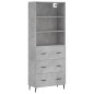 vidaXL Credenza Grigio Cemento 69,5x34x180 cm in Legno Multistrato vidaXL Credenza Grigio Cemento 69,5x34x180 cm in Legno Multistrato