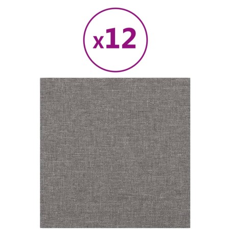 Pannelli Murali 12 pz Grigio Chiaro 30x30 cm in Tessuto 1,08 m²