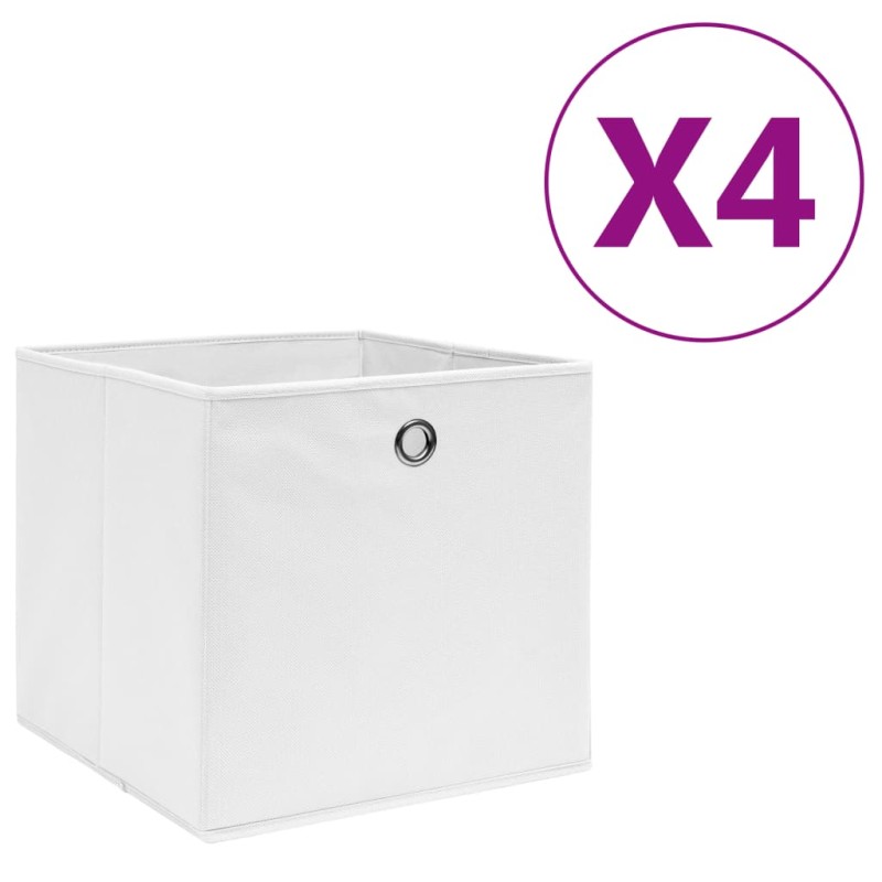 vidaXL Contenitori 4 pz in Tessuto non Tessuto 28x28x28 cm Bianco vidaXL Contenitori 4 pz in Tessuto non Tessuto 28x28x28 cm Bianco