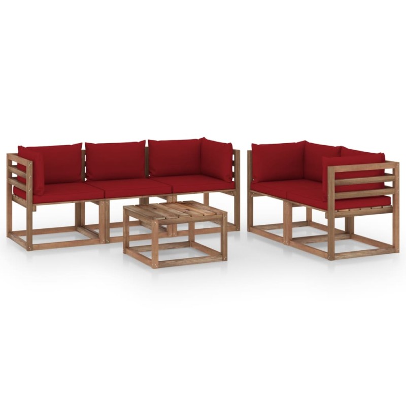 vidaXL Set Salotto da Giardino 6 pz con Cuscini Rosso Vino vidaXL Set Salotto da Giardino 6 pz con Cuscini Rosso Vino