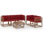 vidaXL Set Salotto da Giardino 6 pz con Cuscini Rosso Vino vidaXL Set Salotto da Giardino 6 pz con Cuscini Rosso Vino
