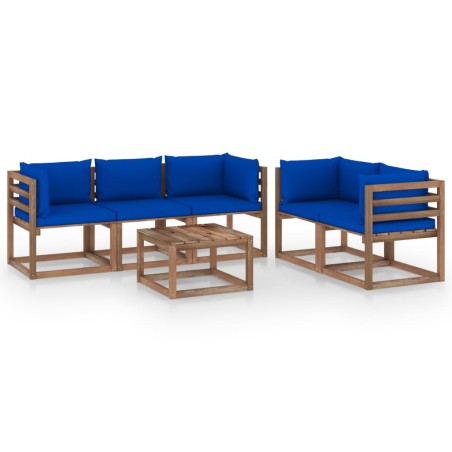 vidaXL Set Salotto da Giardino 6 pz con Cuscini Blu