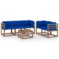 vidaXL Set Salotto da Giardino 6 pz con Cuscini Blu vidaXL Set Salotto da Giardino 6 pz con Cuscini Blu