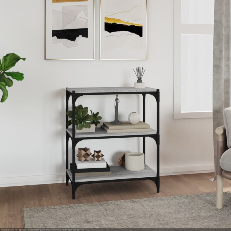 Libreria grigio sonoma 60x33x70,5cm Legno Multistrato e Acciaio Libreria grigio sonoma 60x33x70,5cm Legno Multistrato e Acciaio