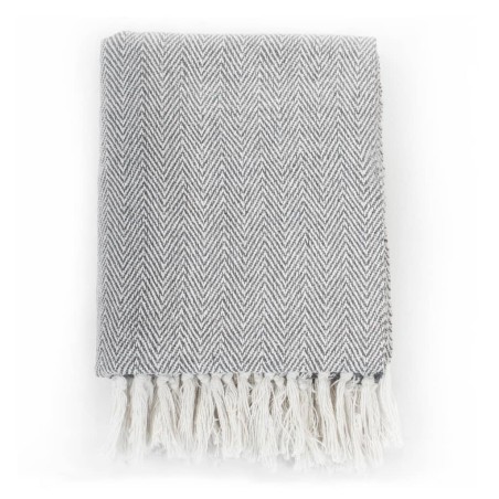 vidaXL Copriletto in Cotone a Spina di Pesce 160x210 cm Grigio