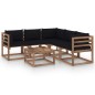 vidaXL Set Salotto Giardino con Cuscini Neri 6pz Legno Pino Impregnato vidaXL Set Salotto Giardino con Cuscini Neri 6pz Legno Pino Impregnato