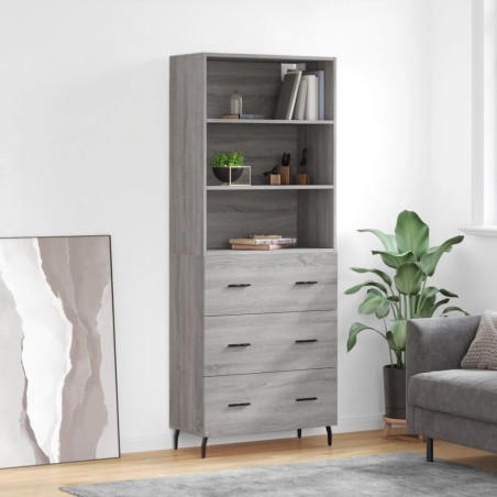 vidaXL Credenza Grigio Sonoma 69,5x34x180 cm in Legno Multistrato