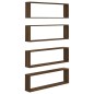 Mensole Parete Cubo 4pz Rovere Marrone 100x15x30cm Multistrato Mensole Parete Cubo 4pz Rovere Marrone 100x15x30cm Multistrato