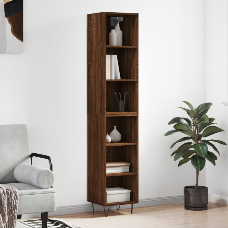vidaXL Credenza Rovere Marrone 34,5x32,5x180 cm in Legno Multistrato vidaXL Credenza Rovere Marrone 34,5x32,5x180 cm in Legno Multistrato