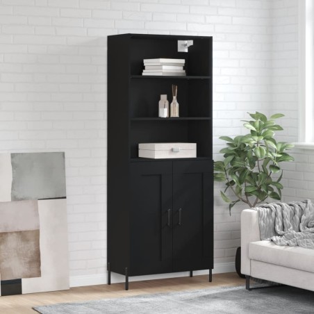 vidaXL Credenza Nera 69,5x34x180 cm in Legno Multistrato
