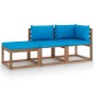 vidaXL Set Salotto Giardino Pallet Cuscini 3 pz Legno Pino Impregnato vidaXL Set Salotto Giardino Pallet Cuscini 3 pz Legno Pino Impregnato