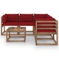 vidaXL Set Salotto Giardino Cuscini Rosso Vino 6 pz in Pino Impregnato vidaXL Set Salotto Giardino Cuscini Rosso Vino 6 pz in Pino Impregnato