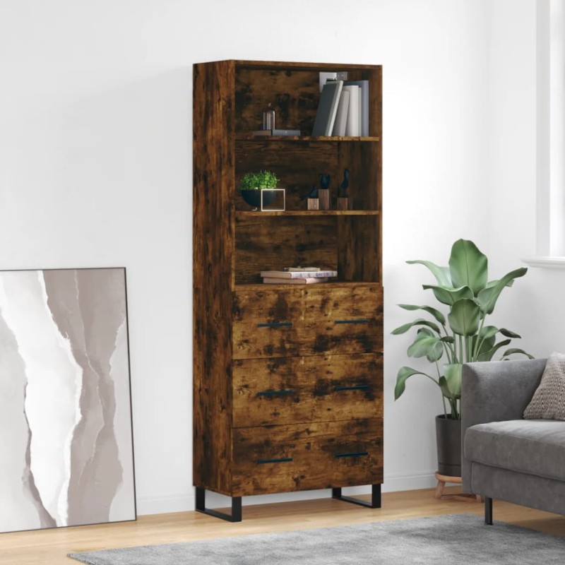 vidaXL Credenza Rovere Fumo 69,5x34x180 cm in Legno Multistrato vidaXL Credenza Rovere Fumo 69,5x34x180 cm in Legno Multistrato