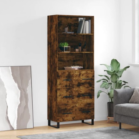 vidaXL Credenza Rovere Fumo  69,5x34x180 cm in Legno Multistrato