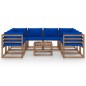 vidaXL Set Salotto da Giardino 9 pz con Cuscini Blu