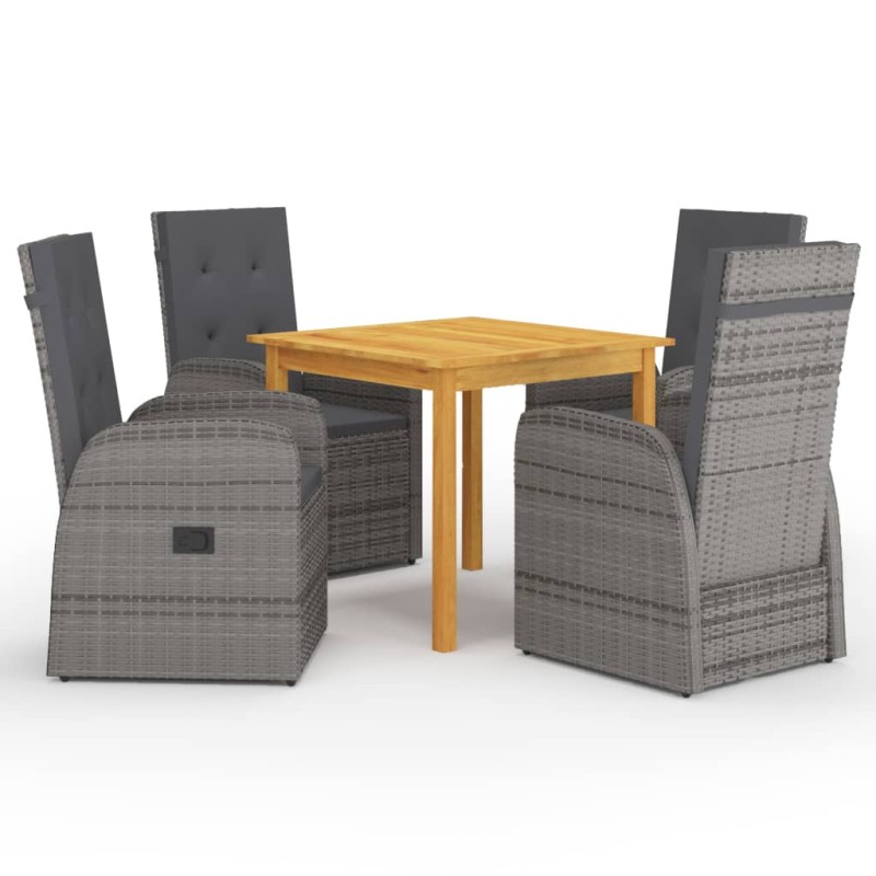 vidaXL Set Mobili da Pranzo per Giardino 5 pz Grigio vidaXL Set Mobili da Pranzo per Giardino 5 pz Grigio