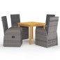 vidaXL Set Mobili da Pranzo per Giardino 5 pz Grigio vidaXL Set Mobili da Pranzo per Giardino 5 pz Grigio