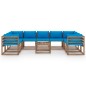 vidaXL Set Salotto da Giardino 10 pz con Cuscini Blu Chiaro vidaXL Set Salotto da Giardino 10 pz con Cuscini Blu Chiaro