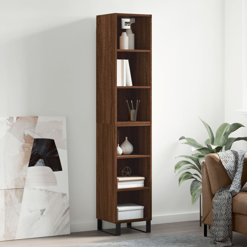 vidaXL Credenza Rovere Marrone 34,5x32,5x180 cm in Legno Multistrato vidaXL Credenza Rovere Marrone 34,5x32,5x180 cm in Legno Multistrato