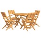 vidaXL Set da Pranzo per Giardino 5 pz in Legno Massello di Teak vidaXL Set da Pranzo per Giardino 5 pz in Legno Massello di Teak