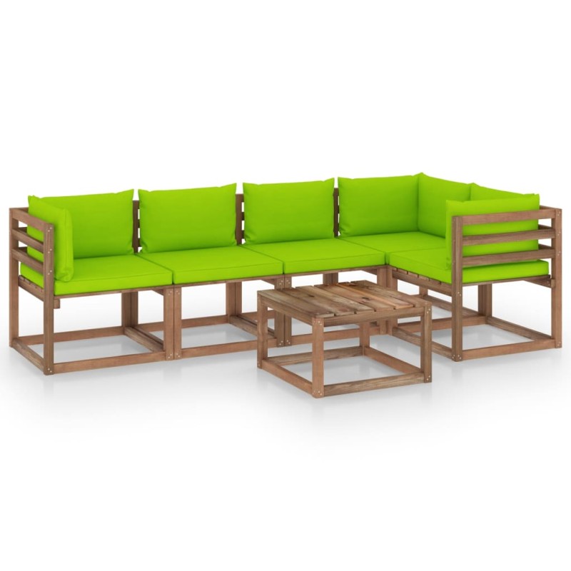 vidaXL Set Salotto Giardino Pallet con Cuscini 6 pz in Pino Impregnato vidaXL Set Salotto Giardino Pallet con Cuscini 6 pz in Pino Impregnato