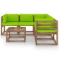 vidaXL Set Salotto Giardino Cuscini Verde Chiaro 6 pz Pino Impregnato vidaXL Set Salotto Giardino Cuscini Verde Chiaro 6 pz Pino Impregnato