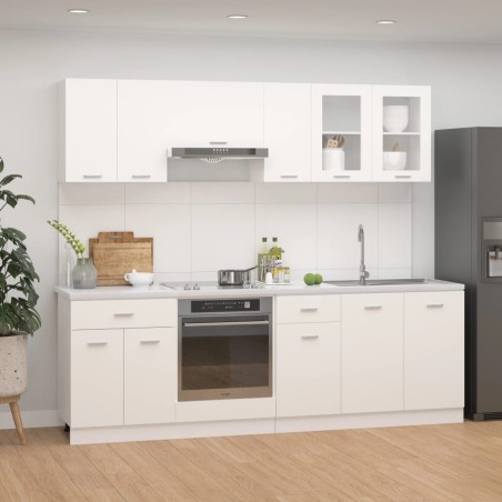 vidaXL Set Armadi da Cucina 8 pz Bianco in Legno Multistrato
