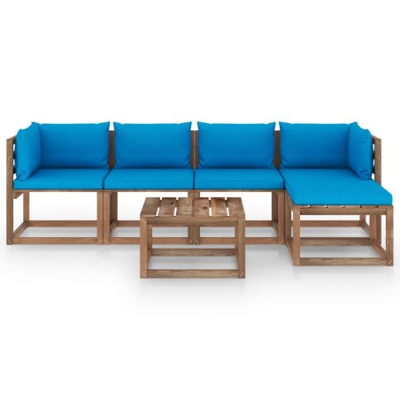 vidaXL Set Salotto da Giardino 6 pz con Cuscini Blu Chiaro