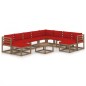 vidaXL Set Divani da Giardino 11 pz con Cuscini Rossi vidaXL Set Divani da Giardino 11 pz con Cuscini Rossi