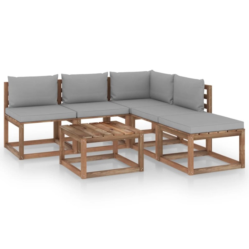 vidaXL Set Salotto Giardino Pallet con Cuscini 6 pz in Pino Impregnato vidaXL Set Salotto Giardino Pallet con Cuscini 6 pz in Pino Impregnato