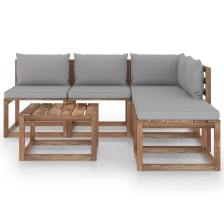 vidaXL Set Salotto Giardino Pallet con Cuscini 6 pz in Pino Impregnato