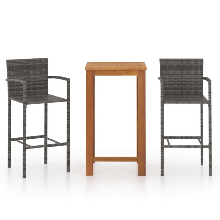 vidaXL Set Bar da Giardino 3 pz Grigio