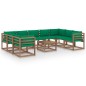 vidaXL Set Salotto da Giardino 10 pz con Cuscini Verdi vidaXL Set Salotto da Giardino 10 pz con Cuscini Verdi