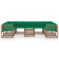 vidaXL Set Salotto da Giardino 10 pz con Cuscini Verdi vidaXL Set Salotto da Giardino 10 pz con Cuscini Verdi