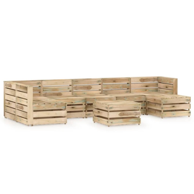 vidaXL Set Salotto da Giardino 8 pz in Legno di Pino Impregnato Verde vidaXL Set Salotto da Giardino 8 pz in Legno di Pino Impregnato Verde