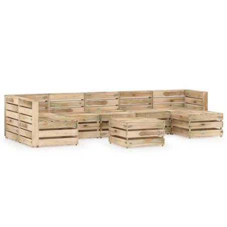 vidaXL Set Salotto da Giardino 8 pz in Legno di Pino Impregnato Verde