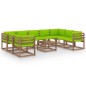 vidaXL Set Salotto da Giardino 10 pz con Cuscini Verde Chiaro vidaXL Set Salotto da Giardino 10 pz con Cuscini Verde Chiaro